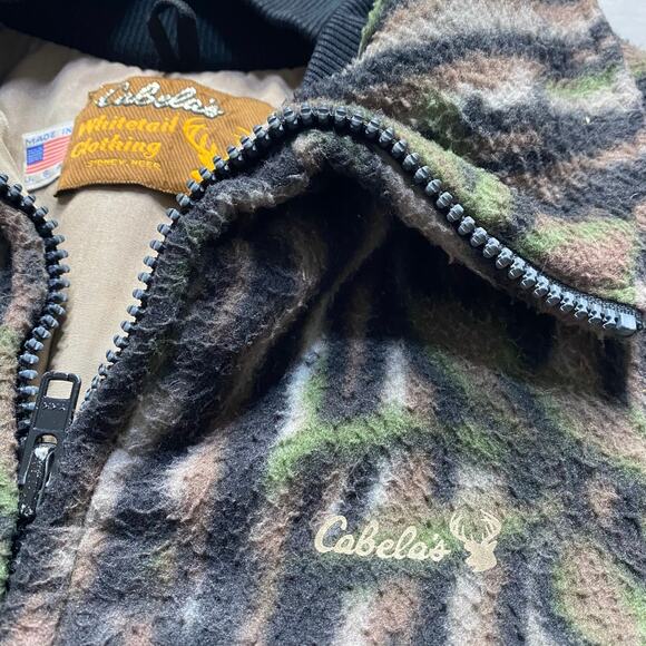 Vintage Cabelas Mens Whitetail Camouflage Camo Fleece Goretex USA Rare 90s Large - Picture 4 of 7